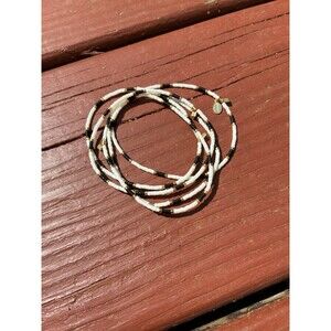 SHASHI The Gang Bracelet Set - 5 Glass Bead Bracelets | Black, White, Gold